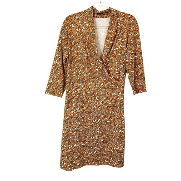 J McLaughlin Catalina Cloth Wrap Dress Womens Size XL Orange Print - Picture 1 of 9